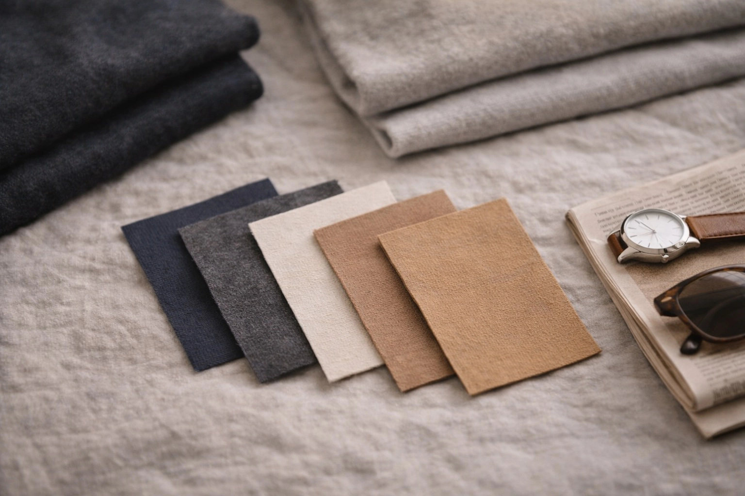 Maille neutre pliée sur une commode en bois – la valeur de la fréquence